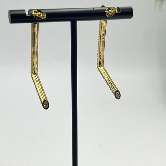 Demarson Yana Angular Pave Swarovski Crystal Gold Plated Front Part Earrings - Picture 10 of 10